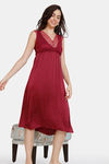 Zivame Paradise Garden Woven Mid Length Nightdress - Beet Red — thumbnail 4
